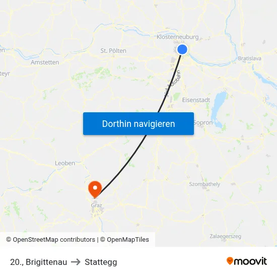 20., Brigittenau to Stattegg map