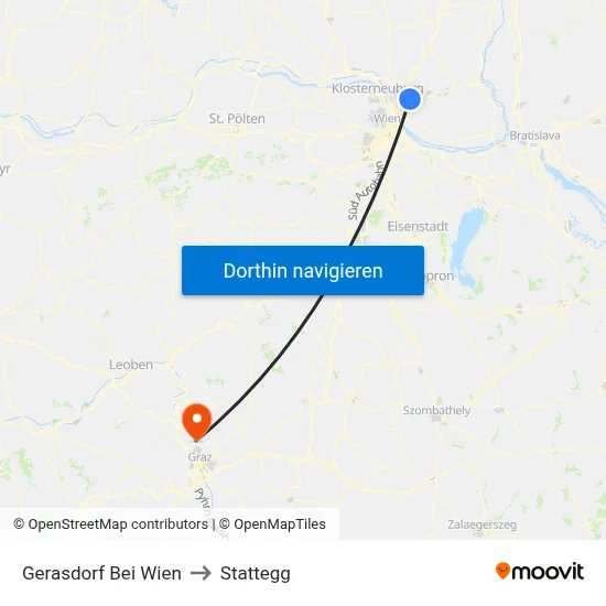Gerasdorf Bei Wien to Stattegg map