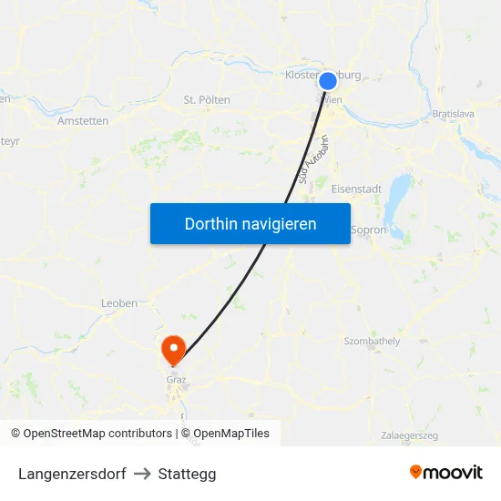 Langenzersdorf to Stattegg map