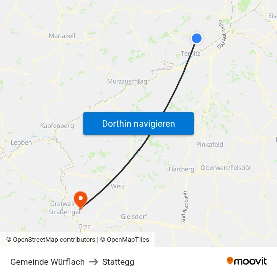 Gemeinde Würflach to Stattegg map
