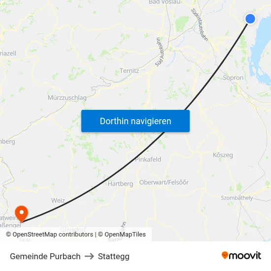 Gemeinde Purbach to Stattegg map