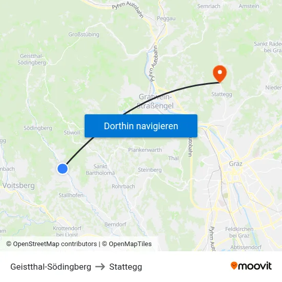 Geistthal-Södingberg to Stattegg map