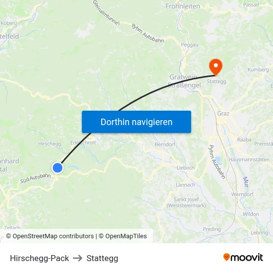 Hirschegg-Pack to Stattegg map