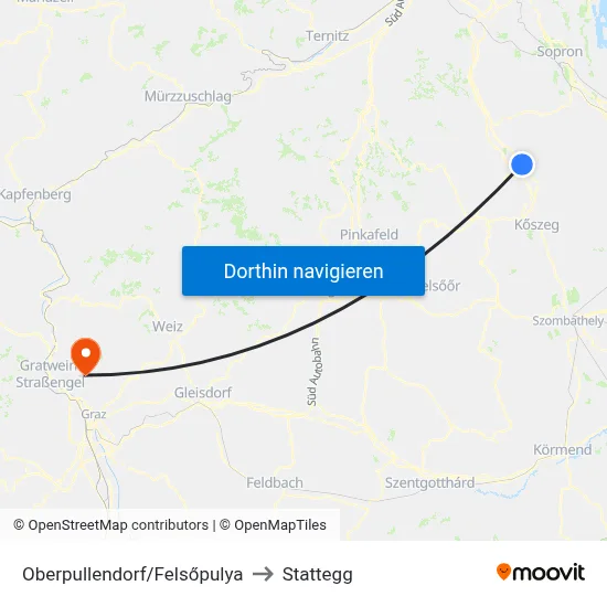 Oberpullendorf/Felsőpulya to Stattegg map