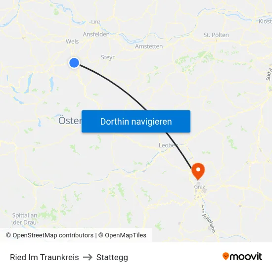 Ried Im Traunkreis to Stattegg map