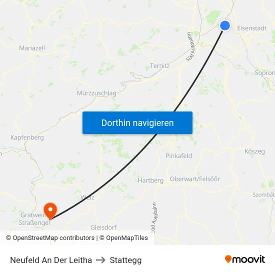 Neufeld An Der Leitha to Stattegg map