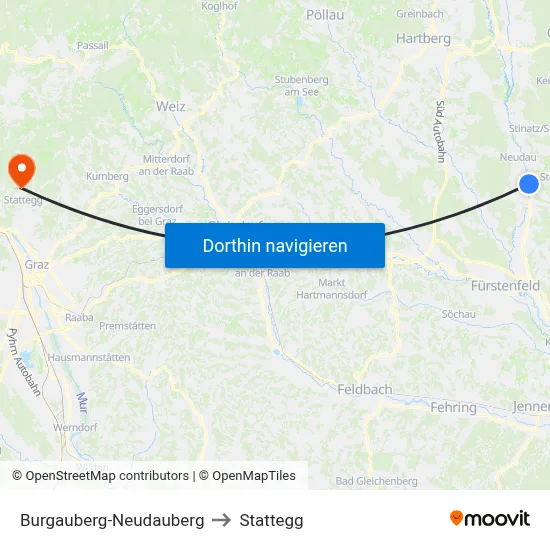 Burgauberg-Neudauberg to Stattegg map