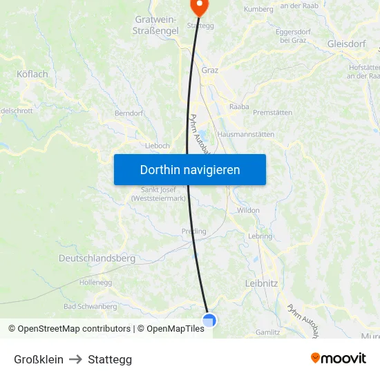 Großklein to Stattegg map