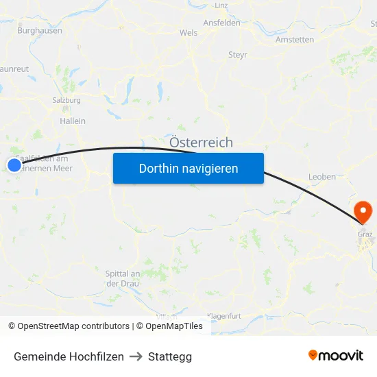 Gemeinde Hochfilzen to Stattegg map