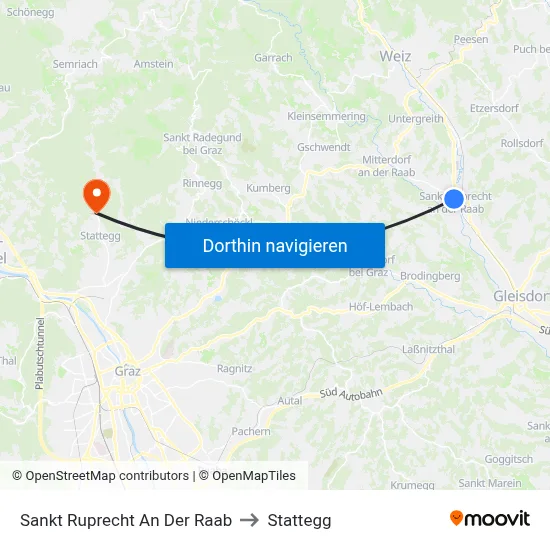 Sankt Ruprecht An Der Raab to Stattegg map