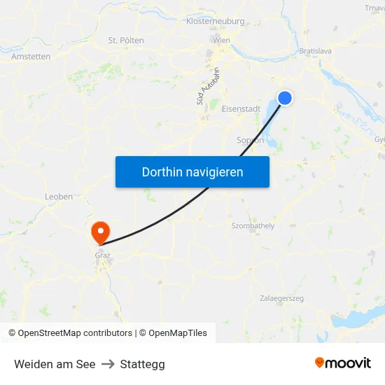 Weiden am See to Stattegg map