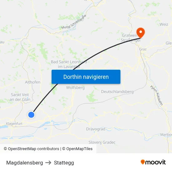 Magdalensberg to Stattegg map