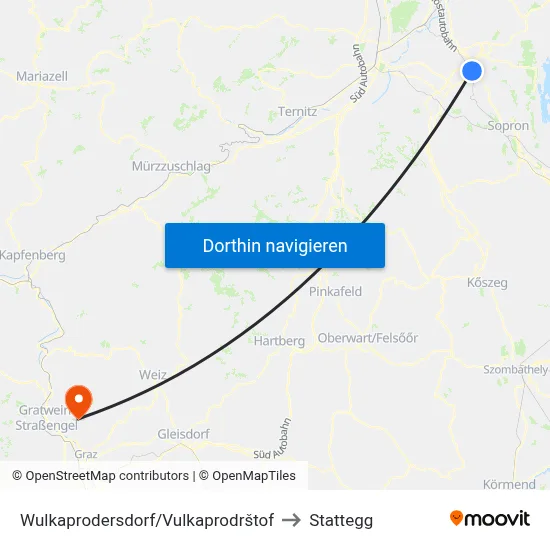 Wulkaprodersdorf/Vulkaprodrštof to Stattegg map