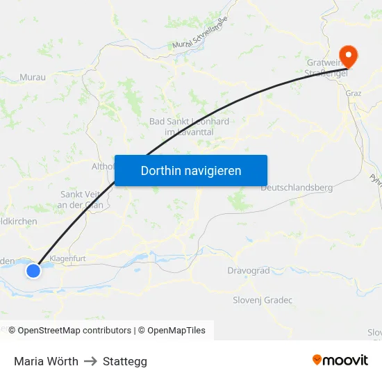 Maria Wörth to Stattegg map