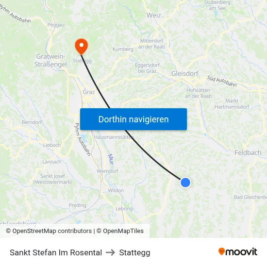 Sankt Stefan Im Rosental to Stattegg map
