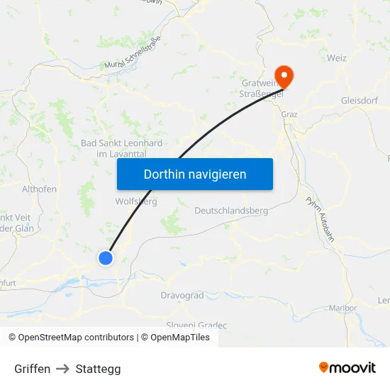Griffen to Stattegg map