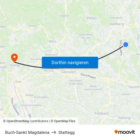 Buch-Sankt Magdalena to Stattegg map