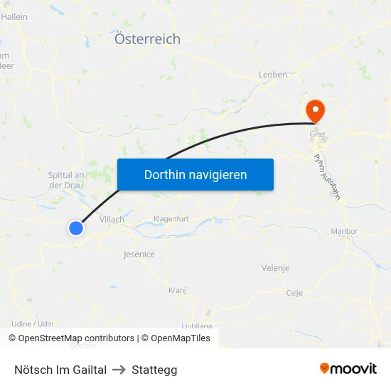 Nötsch Im Gailtal to Stattegg map