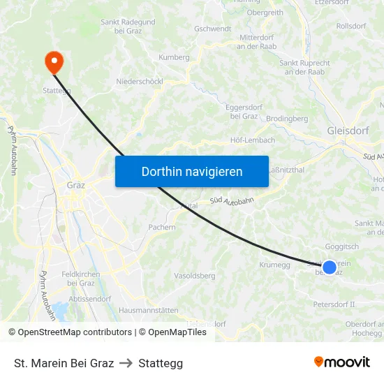 St. Marein Bei Graz to Stattegg map