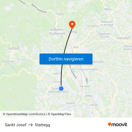 Sankt Josef to Stattegg map