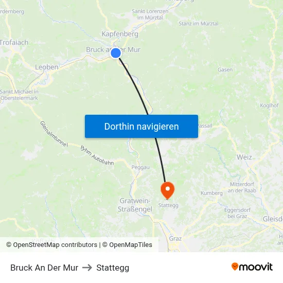 Bruck An Der Mur to Stattegg map