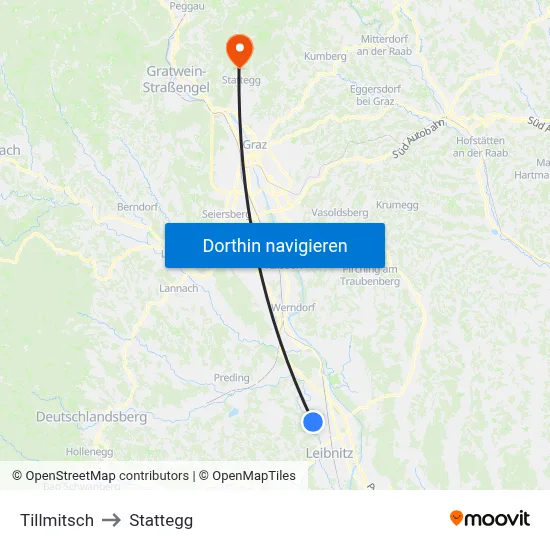 Tillmitsch to Stattegg map