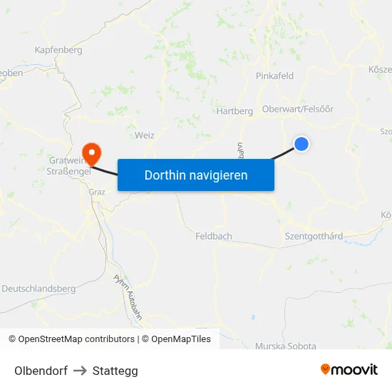 Olbendorf to Stattegg map