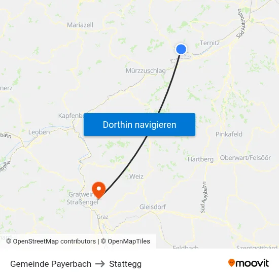 Gemeinde Payerbach to Stattegg map