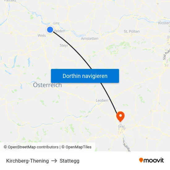 Kirchberg-Thening to Stattegg map