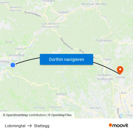 Lobmingtal to Stattegg map