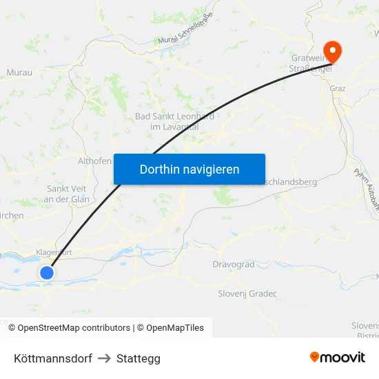 Köttmannsdorf to Stattegg map