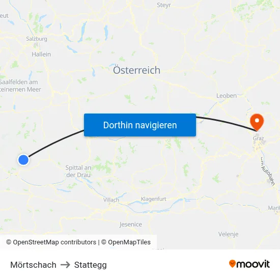Mörtschach to Stattegg map