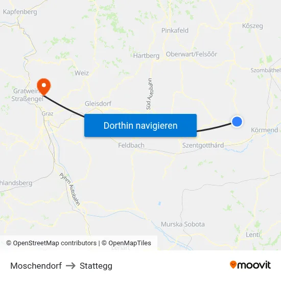 Moschendorf to Stattegg map