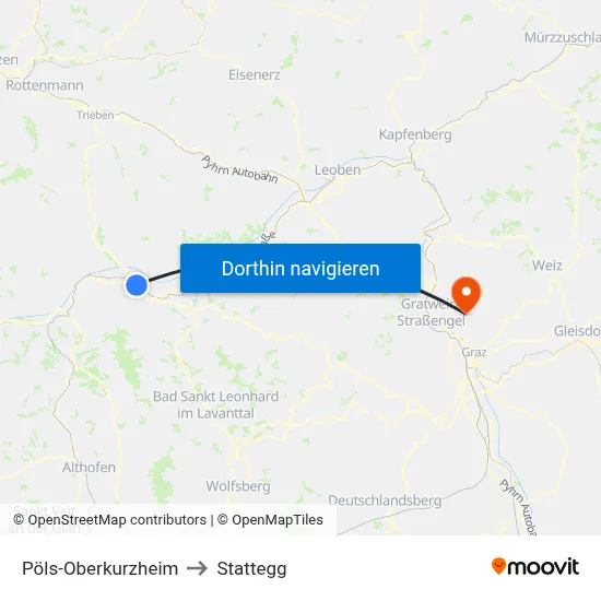 Pöls-Oberkurzheim to Stattegg map