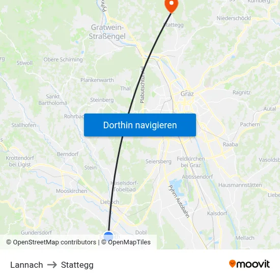 Lannach to Stattegg map