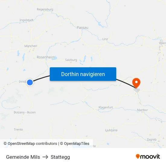 Gemeinde Mils to Stattegg map