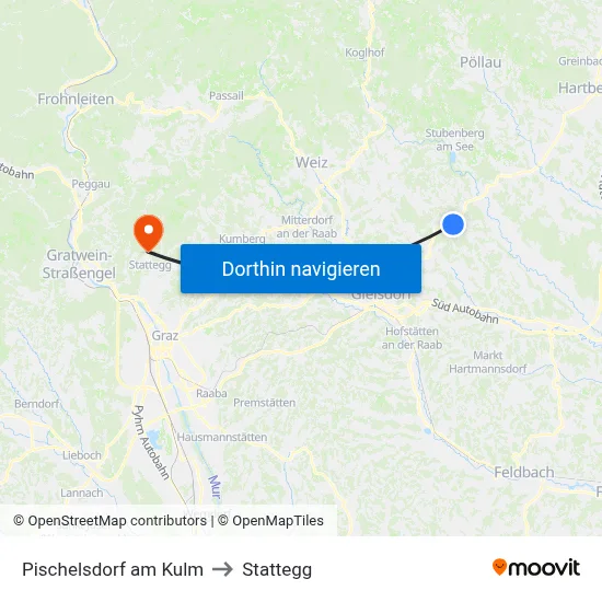 Pischelsdorf am Kulm to Stattegg map