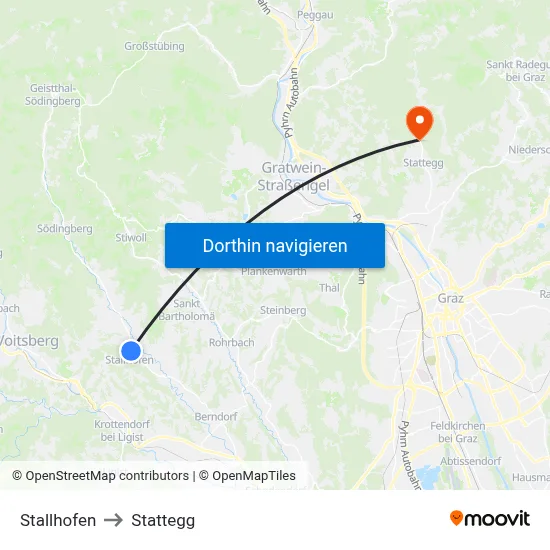 Stallhofen to Stattegg map