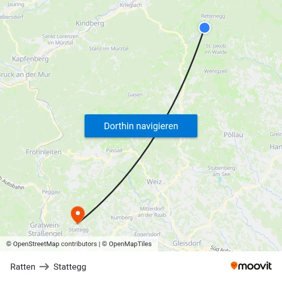 Ratten to Stattegg map