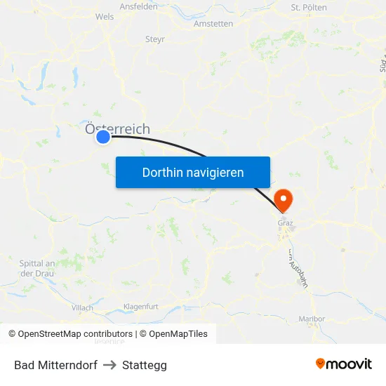 Bad Mitterndorf to Stattegg map