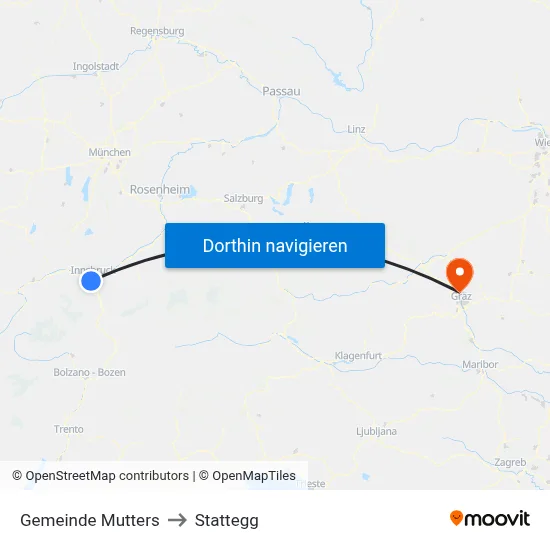Gemeinde Mutters to Stattegg map