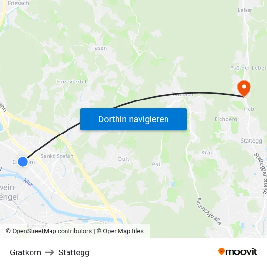 Gratkorn to Stattegg map