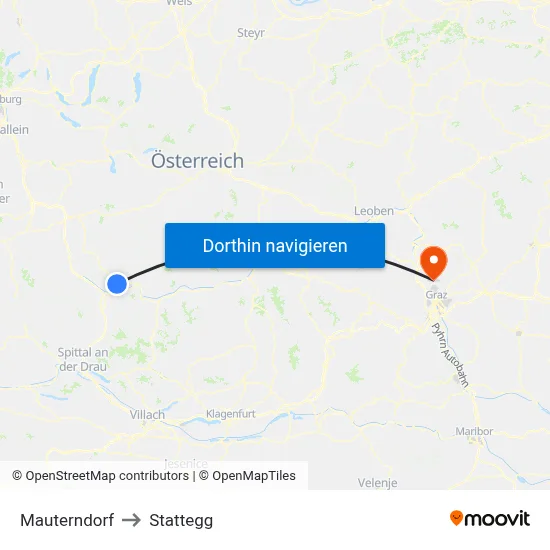 Mauterndorf to Stattegg map