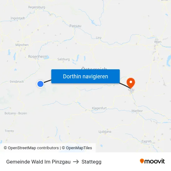 Gemeinde Wald Im Pinzgau to Stattegg map