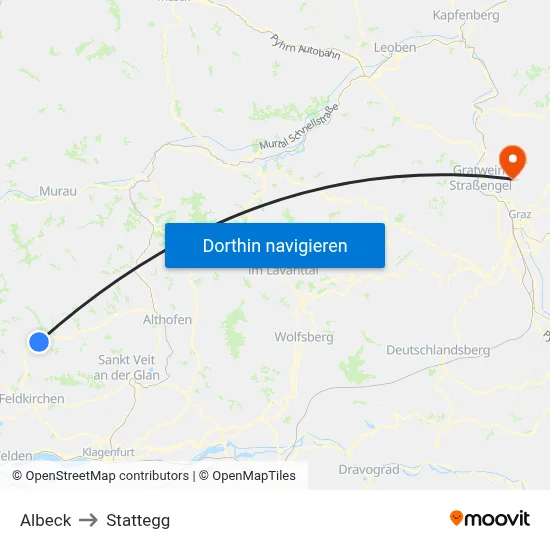Albeck to Stattegg map