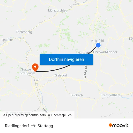 Riedlingsdorf to Stattegg map