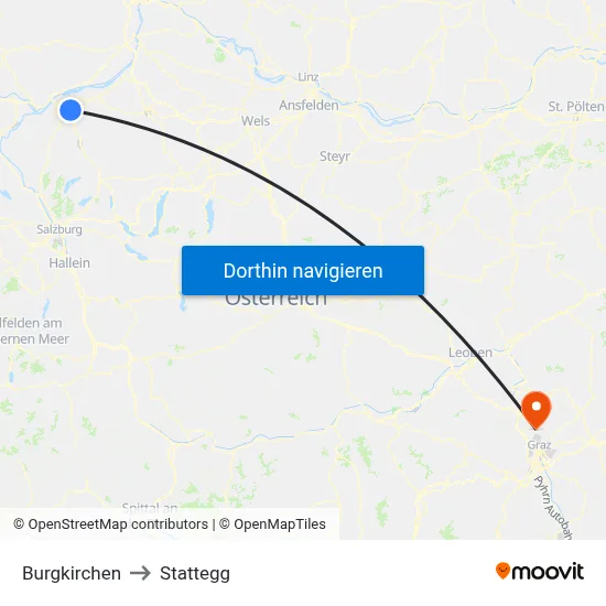 Burgkirchen to Stattegg map