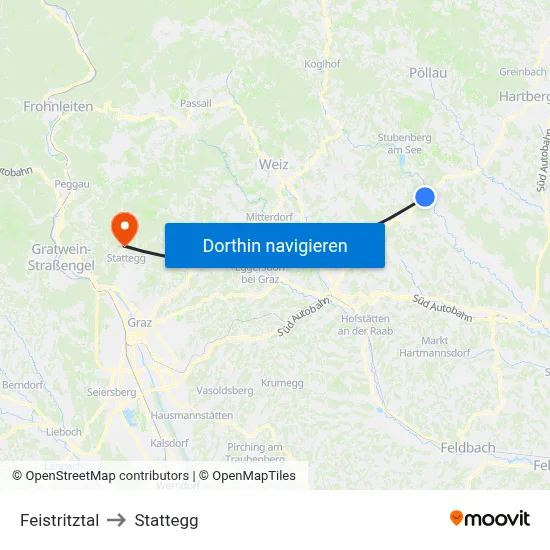 Feistritztal to Stattegg map