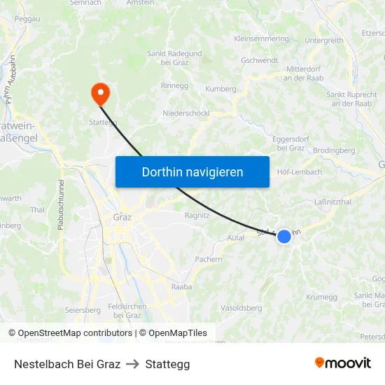Nestelbach Bei Graz to Stattegg map