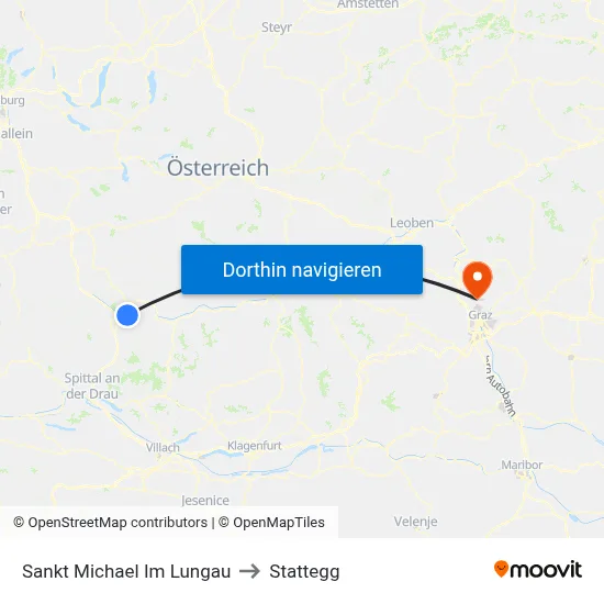 Sankt Michael Im Lungau to Stattegg map